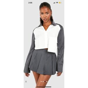 New with tags- two tone pleated top & skirt set.